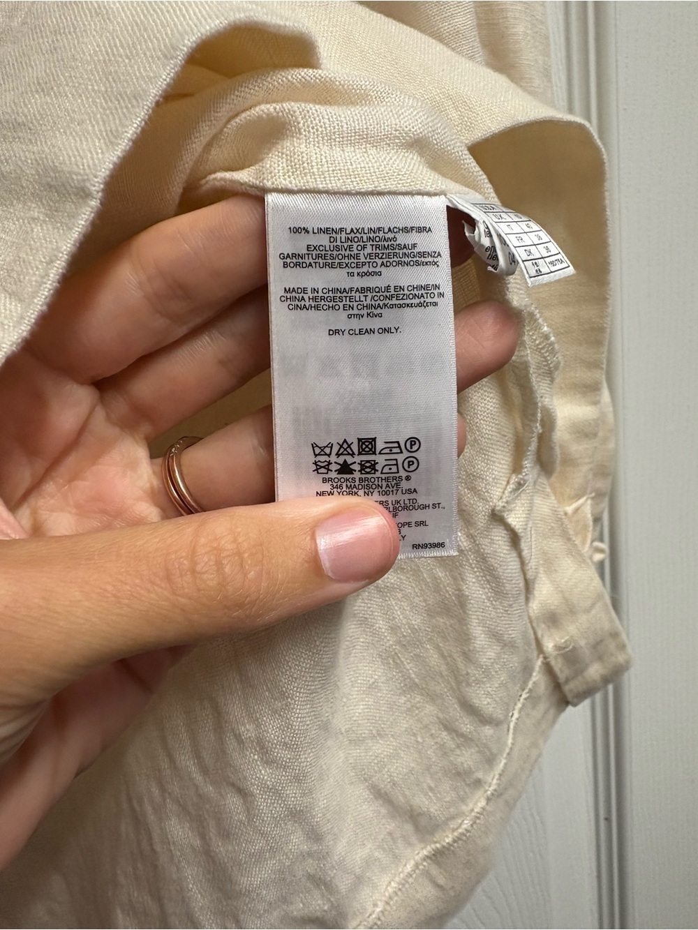 Brooks Brothers 100% Linen White/Ivory Blouse Size 4 - Picture 3 of 4